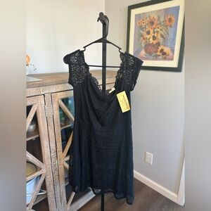 NWT REWIND BLACK OFF THE SHOULDER LACE DRESS
